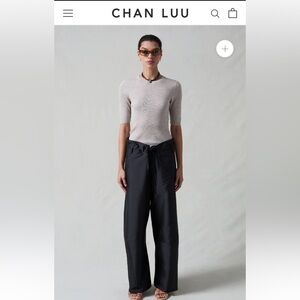 Chan Luu TECHNO TAFFETA BARREL PANT in BLACK